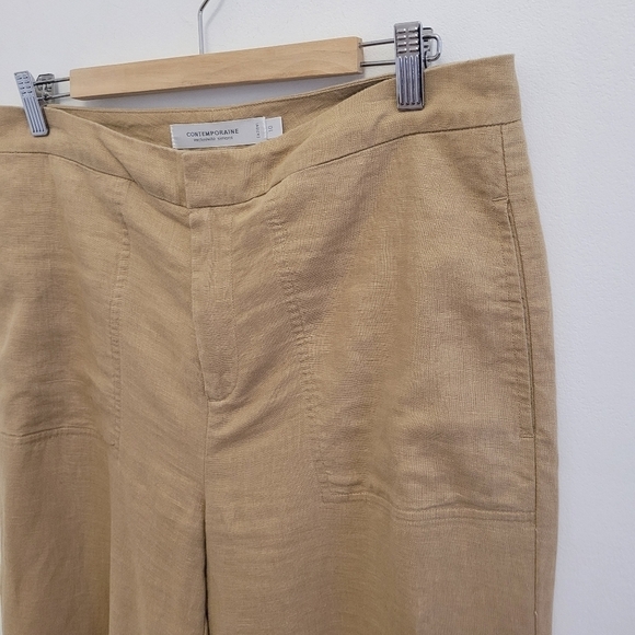3/$25 CONTEMPORAINE Tan Linen Wide Leg Culottes - Picture 2 of 8